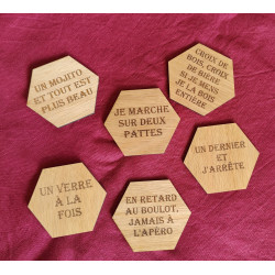 Présentoir à dessous de verre humoristique – 6 dessous gravés + dessou