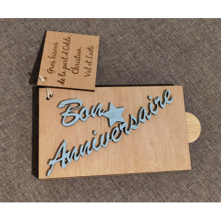 Enveloppe Cadeau en Bois Personnalisable | Bon Anniversaire Original